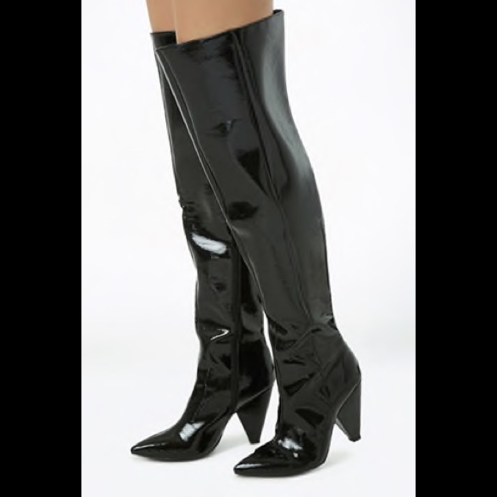 FAUX PATENT LEATHER BOOTS